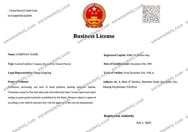 China business license Word and PDF template